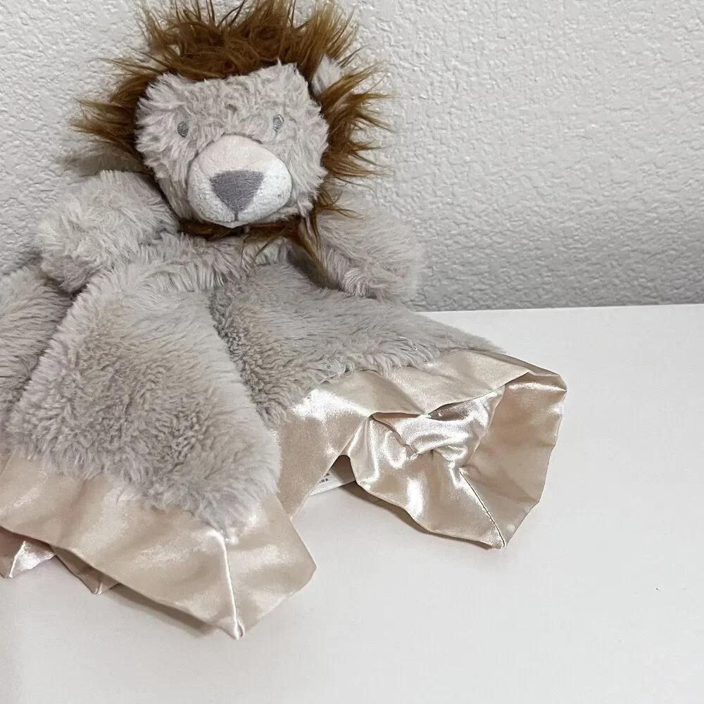 Cloud Island Tan Lion Security Blanket Lovey Satin Trim Lovie Blankie
